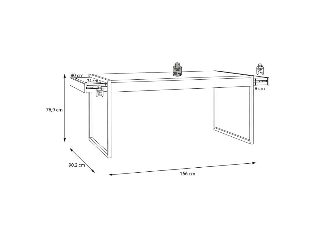 Table De Repas Revêtement Effet Chêne Piètement Métal Noir Mat - MODE 5 Table De Repas Revêtement Effet Chêne Piètement Métal Noir Mat - MODE – Image 5
