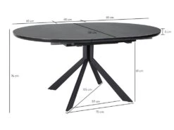 Table Ronde Extensible 120/160 Cm Céramique Gris Anthracite - HARDY -Mobilier De Restaurant table a manger 10346565