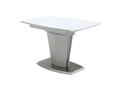 Table Extensible Blanche 120 à 160 Cm Pied Acier Brosser - DONA -Mobilier De Restaurant table a manger 10346641