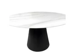 Table De Repas Ronde Plateau Céramique Blanc Et Piètement Noir - ASHE -Mobilier De Restaurant table a manger 10838757