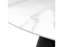 Table De Repas Ronde Plateau Céramique Blanc Et Piètement Noir - ASHE -Mobilier De Restaurant table a manger 10838759