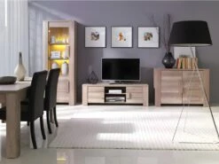 Table Extensible Pour Salle à Manger ROMI. Dimensions 180cm Avec Rallonge 40cm. Coloris Oak Canyon, Chêne Clair -Mobilier De Restaurant table a manger 10849629