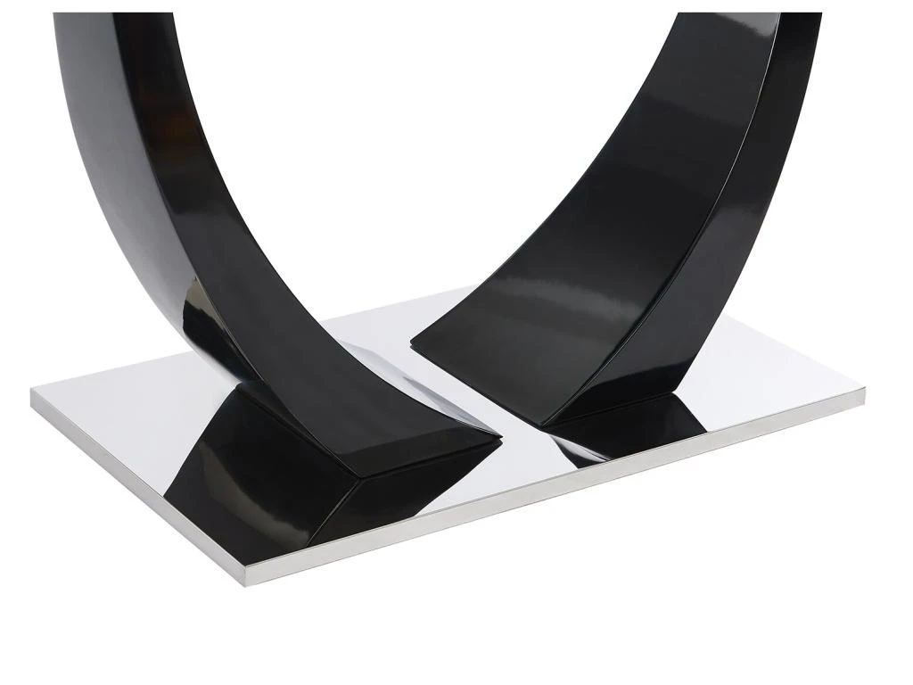 Table à Manger 8 Couverts En Verre Trempé, MDF Et Acier Inoxydable - Noir - MEZZO II 7 Table à Manger 8 Couverts En Verre Trempé, MDF Et Acier Inoxydable - Noir - MEZZO II – Image 7