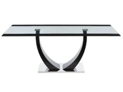 Table à Manger 8 Couverts En Verre Trempé, MDF Et Acier Inoxydable - Noir - MEZZO II 10 Table à Manger 8 Couverts En Verre Trempé, MDF Et Acier Inoxydable - Noir - MEZZO II -Mobilier De Restaurant table a manger 10850737