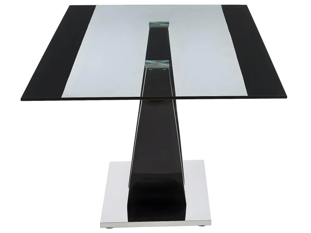 Table à Manger 8 Couverts En Verre Trempé, MDF Et Acier Inoxydable - Noir - MEZZO II 5 Table à Manger 8 Couverts En Verre Trempé, MDF Et Acier Inoxydable - Noir - MEZZO II – Image 5