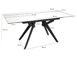 Table De Repas Extensible 130/170 Cm Céramique Blanc Marbré - LAUREL -Mobilier De Restaurant table a manger 10880469