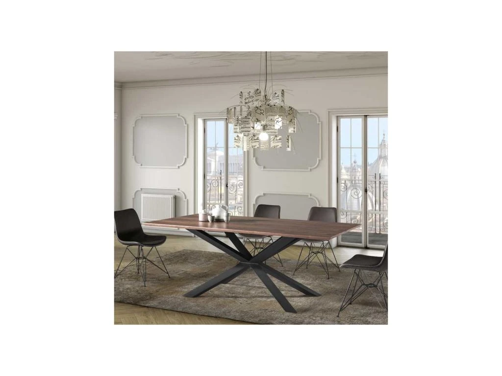 Table De Repas Rectangulaire Noyer/Noir - RUSSELL N°1 3 Table De Repas Rectangulaire Noyer/Noir - RUSSELL N°1 – Image 3