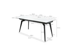 Table Extensible Céramique Blanc 160/210 Cm Et Métal Noir - CAMILIA -Mobilier De Restaurant table a manger 11149957