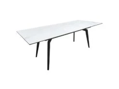 Table Extensible Céramique Blanc 160/210 Cm Et Métal Noir - CAMILIA -Mobilier De Restaurant table a manger 11149959