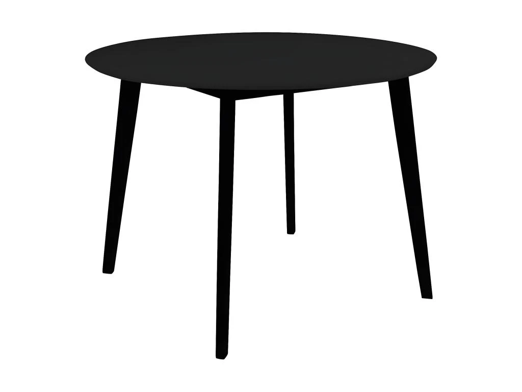 GRAM - Table Repas Ronde 105cm Noire Piètement Hévéa 2 GRAM - Table Repas Ronde 105cm Noire Piètement Hévéa – Image 2