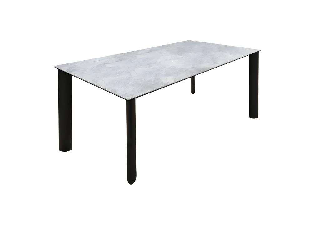 Table De Repas 175 Cm En Céramique Gris Marbré Et Pieds Métal - TULYNE 1 Table De Repas 175 Cm En Céramique Gris Marbré Et Pieds Métal - TULYNE