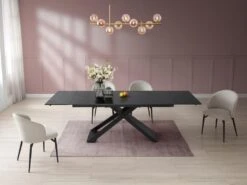 Table à Manger Extensible 6 à 10 Couverts En Céramique Et Métal - Effet Marbre Noir - XERENA De Pascal MORABITO