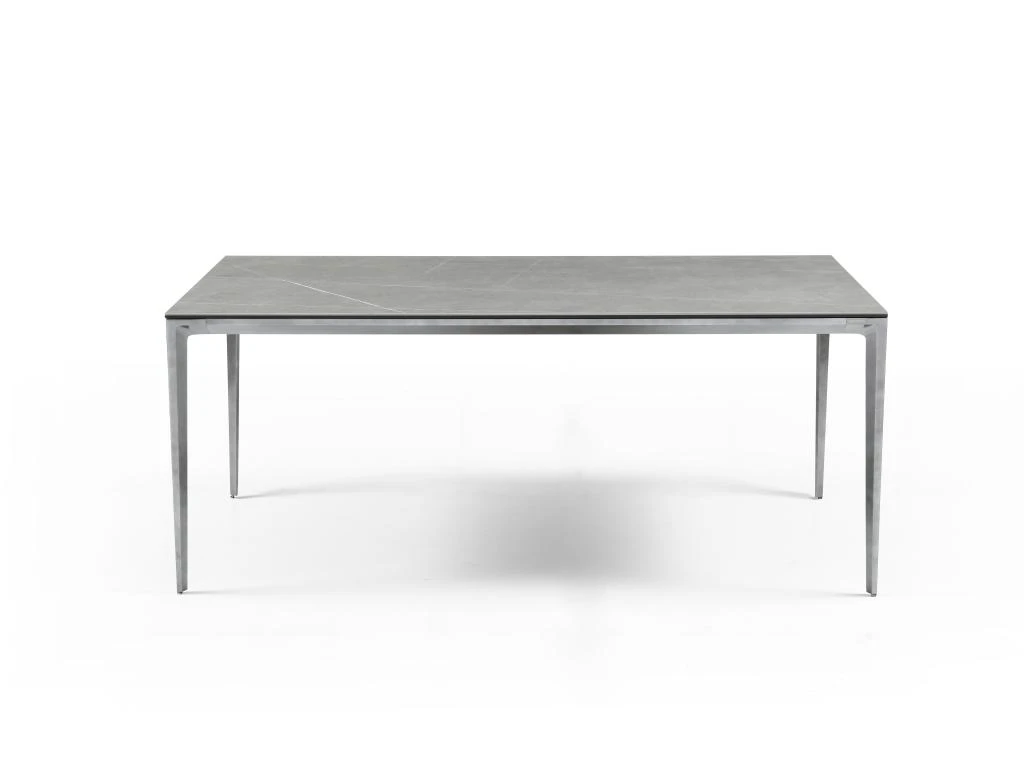 Table à Manger 6 Couverts En Céramique Et Métal - Effet Marbre Gris - DUSIANE De Pascal MORABITO 3 Table à Manger 6 Couverts En Céramique Et Métal - Effet Marbre Gris - DUSIANE De Pascal MORABITO – Image 3