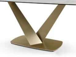 Table à Manger 6 Couverts En Céramique Et Métal - Effet Marbre Blanc Et Doré - PORELIMA De PASCAL MORABITO -Mobilier De Restaurant table a manger 11199863