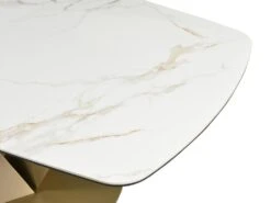 Table à Manger 6 Couverts En Céramique Et Métal - Effet Marbre Blanc Et Doré - PORELIMA De PASCAL MORABITO -Mobilier De Restaurant table a manger 11199867