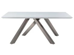 Table à Manger 6 Couverts En MDF Et Acier - Blanc Laqué - YOURILU -Mobilier De Restaurant table a manger 11237829