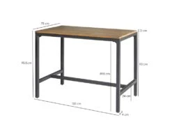 Table Haute L.120 Cm Bois Rustique Métal Noir - FACTORY -Mobilier De Restaurant table a manger 11579281