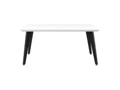 Table De Salon Ou De Salle à Manger Fixe Couleur Blanche Et Pieds En Métal - Venprodin