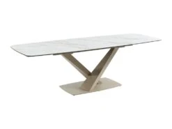 Table à Manger Extensible 6 à 10 Couverts En Céramique Et Métal - Effet Marbre Blanc Et Beige - MALATA De Pascal MORABITO -Mobilier De Restaurant table a manger 12508585