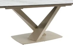 Table à Manger Extensible 6 à 10 Couverts En Céramique Et Métal - Effet Marbre Blanc Et Beige - MALATA De Pascal MORABITO -Mobilier De Restaurant table a manger 12508595