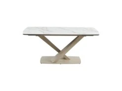 Table à Manger Extensible 6 à 10 Couverts En Céramique Et Métal - Effet Marbre Blanc Et Beige - MALATA De Pascal MORABITO -Mobilier De Restaurant table a manger 12508601