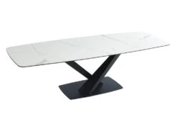 Table à Manger Extensible 6 à 10 Couverts En Céramique Et Métal - Effet Marbre Blanc Et Noir - MALATA De Pascal MORABITO -Mobilier De Restaurant table a manger 12509395