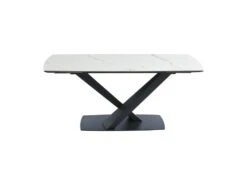 Table à Manger Extensible 6 à 10 Couverts En Céramique Et Métal - Effet Marbre Blanc Et Noir - MALATA De Pascal MORABITO -Mobilier De Restaurant table a manger 12509407