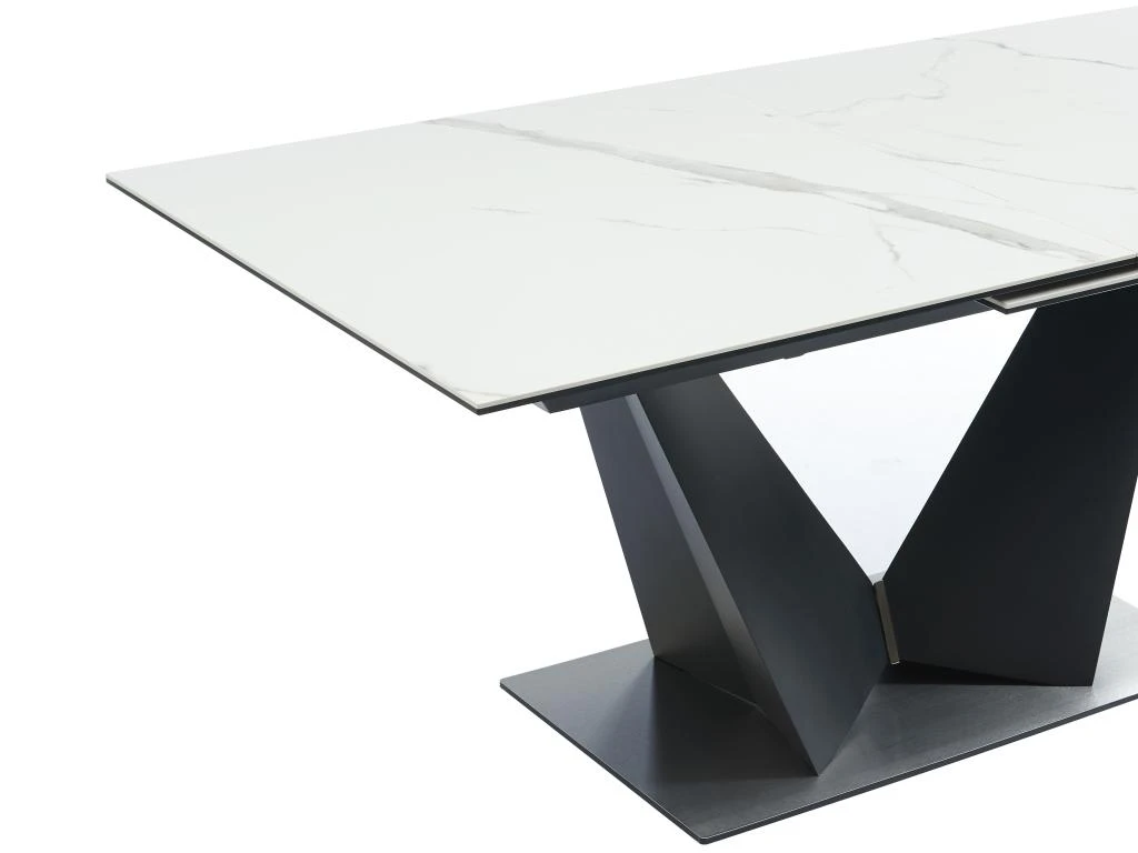 Table à Manger Extensible 6 à 8 Couverts En Céramique Et Métal - Effet Marbre Blanc Et Noir - OLETIA De Pascal MORABITO 9 Table à Manger Extensible 6 à 8 Couverts En Céramique Et Métal - Effet Marbre Blanc Et Noir - OLETIA De Pascal MORABITO – Image 9