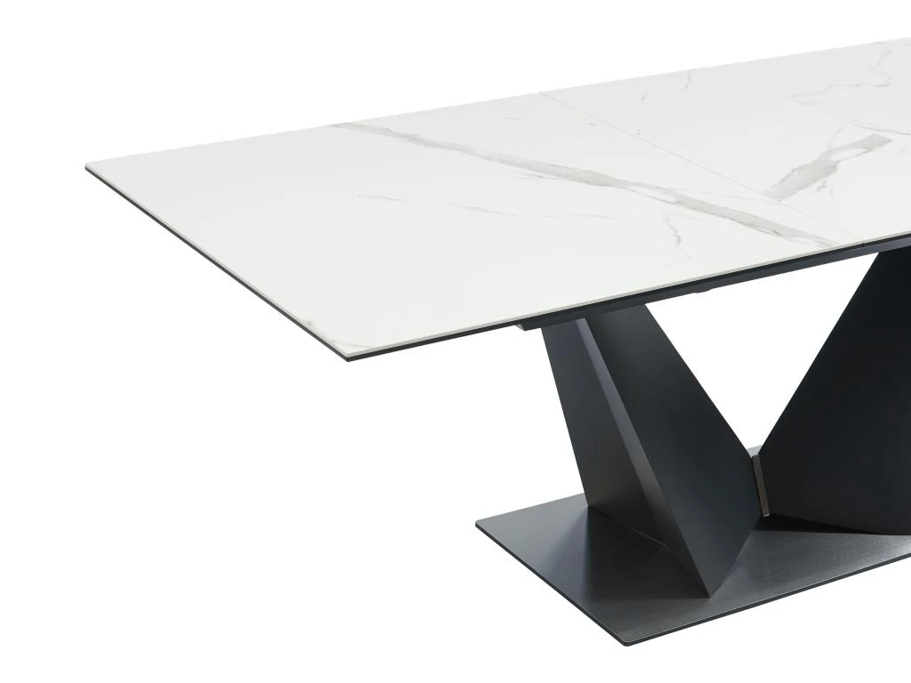 Table à Manger Extensible 6 à 8 Couverts En Céramique Et Métal - Effet Marbre Blanc Et Noir - OLETIA De Pascal MORABITO 10 Table à Manger Extensible 6 à 8 Couverts En Céramique Et Métal - Effet Marbre Blanc Et Noir - OLETIA De Pascal MORABITO – Image 10