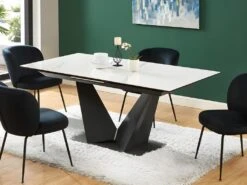 Table à Manger Extensible 6 à 8 Couverts En Céramique Et Métal - Effet Marbre Blanc Et Noir - OLETIA De Pascal MORABITO 13 Table à Manger Extensible 6 à 8 Couverts En Céramique Et Métal - Effet Marbre Blanc Et Noir - OLETIA De Pascal MORABITO -Mobilier De Restaurant table a manger 12509873