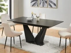 Table à Manger Extensible 6 à 8 Couverts En Céramique Et Métal - Gris Anthracite Et Noir - OLETIA De Pascal MORABITO -Mobilier De Restaurant table a manger 12510063