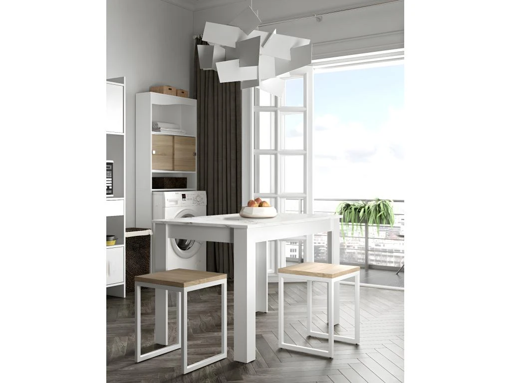 Table à Manger NICE - Blanc Et Marbre - SYMBIOSIS 5 Table à Manger NICE - Blanc Et Marbre - SYMBIOSIS – Image 5