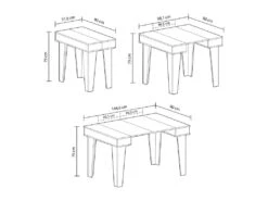 Table Console Extensible+rallonges,Nordic KL Max 140 Cm,Blanc Mat-Chene Brosse. -Mobilier De Restaurant table a manger 12564439