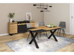 Table à Manger, 8 Personnes, 170, Robuste,stable, Structure Et Pieds Solides, Chêne/noir -Mobilier De Restaurant table a manger 12578261