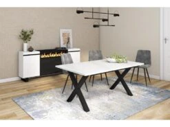 Table à Manger, 8 Personnes, 170, Robuste Et Stable, Structure Et Pieds Solides, Blanc -Mobilier De Restaurant table a manger 12578271