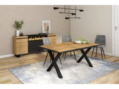 Table à Manger, 8 Personnes, 170, Robust, Structure Stable, Pieds Solides, Chêne Et Noir 7 Table à Manger, 8 Personnes, 170, Robust, Structure Stable, Pieds Solides, Chêne Et Noir -Mobilier De Restaurant table a manger 12578827