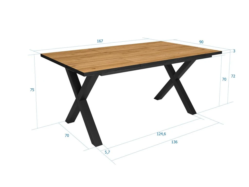 Table à Manger, 8 Personnes, 170, Robust, Structure Stable, Pieds Solides, Chêne Et Noir 4 Table à Manger, 8 Personnes, 170, Robust, Structure Stable, Pieds Solides, Chêne Et Noir – Image 4