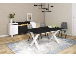 Table à Manger, 8 Personnes, 170, Robuste Et Stable, Structure Et Pieds Solides, Noir -Mobilier De Restaurant table a manger 12578857