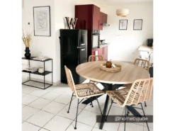 Table à Manger TILKI - 4 Couverts - MDF & Métal - Chêne Et Noir -Mobilier De Restaurant table a manger 12583861