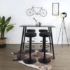 TIANO - Pack Table Haute Effet Bois + 4 Tabourets Réglables Noirs