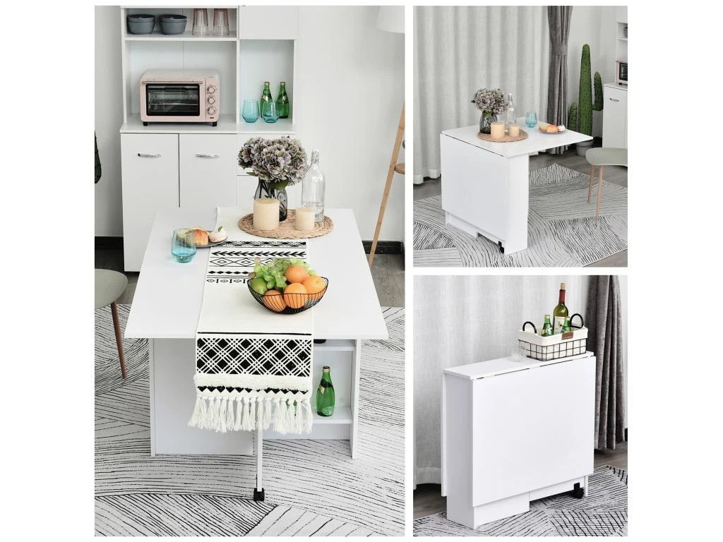 HOMCOM Table De Cuisine Salle A Manger Pliable Amovible Tres Pratique En Panneaux De Particules 4 HOMCOM Table De Cuisine Salle A Manger Pliable Amovible Tres Pratique En Panneaux De Particules â Image 4