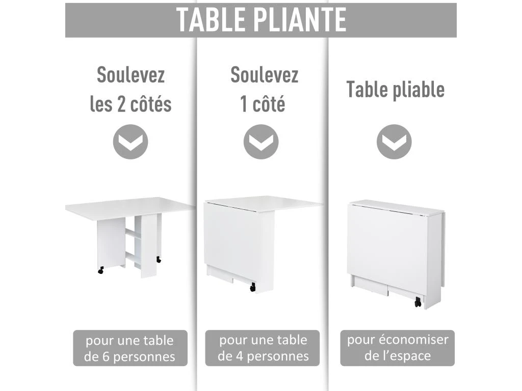 HOMCOM Table De Cuisine Salle A Manger Pliable Amovible Tres Pratique En Panneaux De Particules 5 HOMCOM Table De Cuisine Salle A Manger Pliable Amovible Tres Pratique En Panneaux De Particules â Image 5