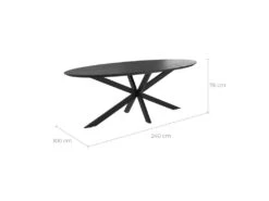 Table Ovale Sparo 8 Personnes En Bois De Teck Recyclé Noir 240 Cm -Mobilier De Restaurant table a manger 13009419