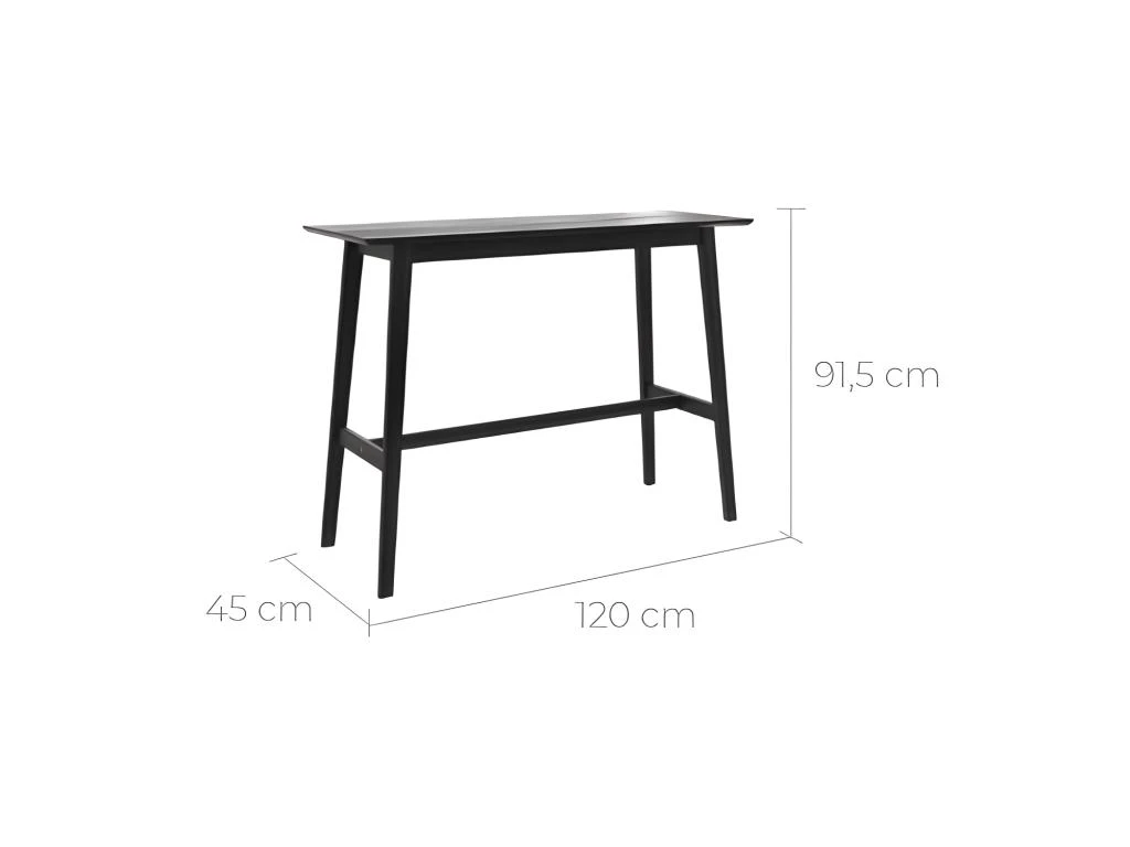 Table De Bar Rectangulaire Buvette 4 Personnes En Bois Noir 120 Cm 2 Table De Bar Rectangulaire Buvette 4 Personnes En Bois Noir 120 Cm – Image 2