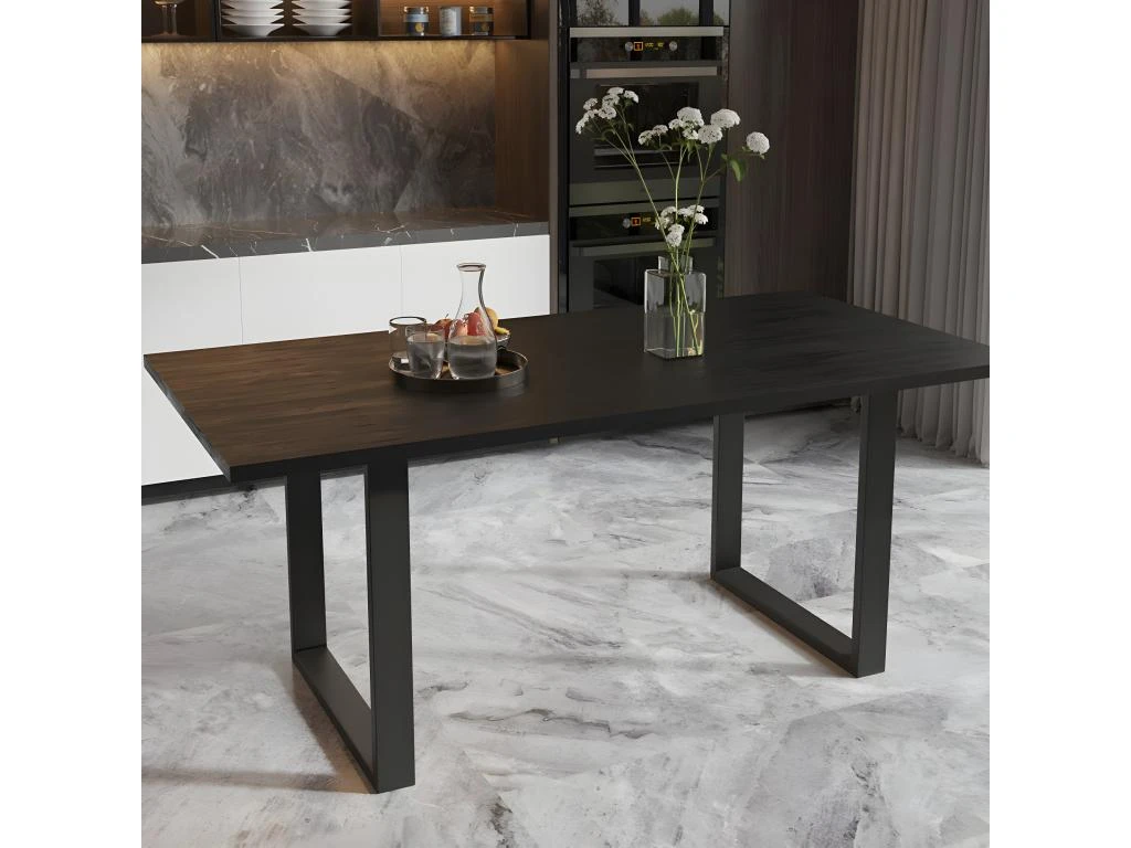 Table à Manger Design Bois Massif NIKO - Table Rectangulaire Noir 200x100 2 Table à Manger Design Bois Massif NIKO - Table Rectangulaire Noir 200x100 – Image 2