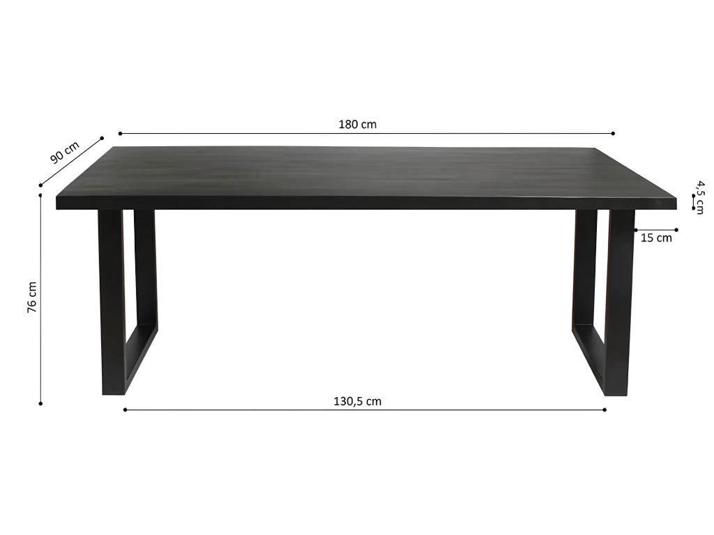 Table à Manger Design Bois Massif NIKO - Table Rectangulaire Noir 200x100 5 Table à Manger Design Bois Massif NIKO - Table Rectangulaire Noir 200x100 – Image 5