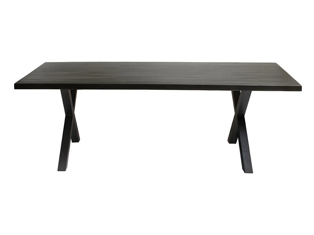 Table à Manger Design Bois Massif GOYA - Table Noir Pied Design 200x100 1 Table à Manger Design Bois Massif GOYA - Table Noir Pied Design 200x100