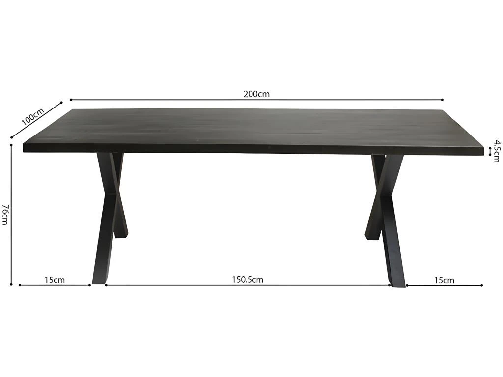 Table à Manger Design Bois Massif GOYA - Table Noir Pied Design 200x100 5 Table à Manger Design Bois Massif GOYA - Table Noir Pied Design 200x100 – Image 5