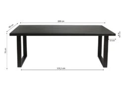 Table à Manger Design Bois Massif NIKO - Table Rectangulaire Noir 180x90 -Mobilier De Restaurant table a manger 13160417