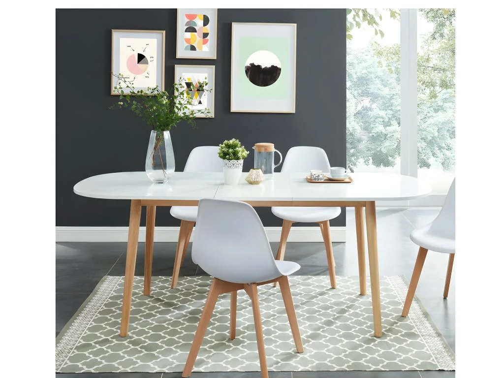 Gurra - Table à Manger Scandinave Extensible 160-200 X 80 Cm - Couleur - Blanc 2 Gurra - Table à Manger Scandinave Extensible 160-200 X 80 Cm - Couleur - Blanc – Image 2